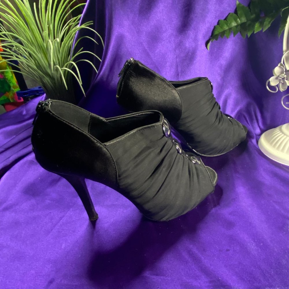 📌Joey Open Toe Black High Heel Pumps - Picture 8 of 14